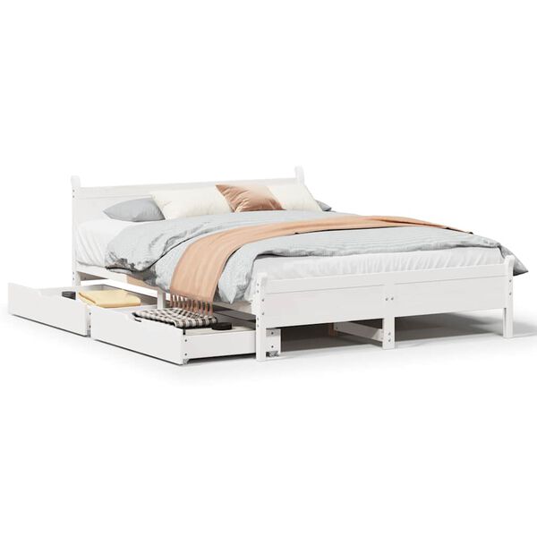 vidaXL Cadre de lit sans matelas blanc 120x190 cm bois de pin massif