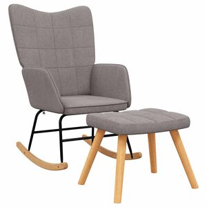 vidaXL Chaise &agrave; bascule avec tabouret Taupe Tissu