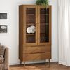 vidaXL Armoire &agrave; vitrine MOLDE Marron 90x35x175 cm Bois de pin massif