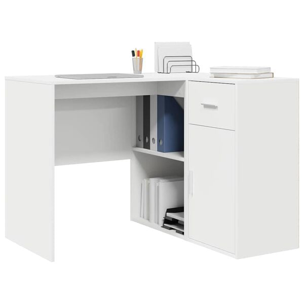 vidaXL Bureau d'angle avec tiroir Blanc 102 x 88 x 75 cm