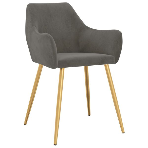 vidaXL Chaises &agrave; manger lot de 4 Gris fonc&eacute; Velours