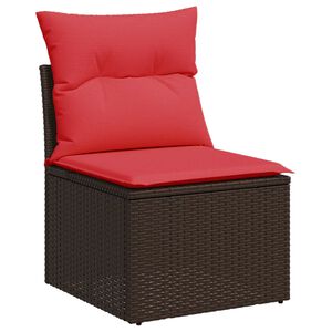 vidaXL Chaise de jardin sans accoudoirs avec coussins en résine tressée marron