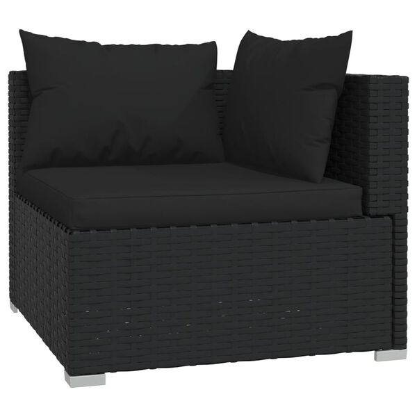vidaXL Salon de jardin 7 pcs avec coussins Noir R&eacute;sine tress&eacute;e