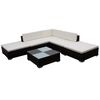 vidaXL Salon de jardin 6 pcs avec coussins R&eacute;sine tress&eacute;e Marron