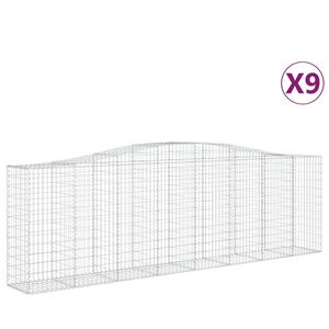 vidaXL Paniers &agrave; gabions arqu&eacute;s 9 pcs 400x50x120/140 cm Fer galvanis&eacute;