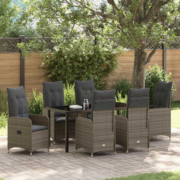 vidaXL Ensemble de salle &agrave; manger pour jardin 7 pcs Gris polyrotin