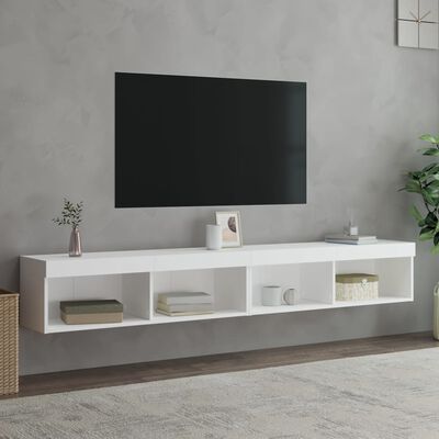 vidaXL Meubles TV avec lumières LED 2 pcs blanc 100x30x30 cm