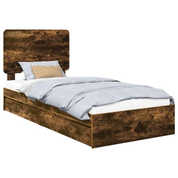 vidaXL Lit de Rangement Ch&ecirc;ne fum&eacute; 75 x 190 cm Bois d'ing&eacute;nierie