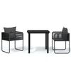 vidaXL Ensemble &agrave; manger de jardin 3 pcs Noir