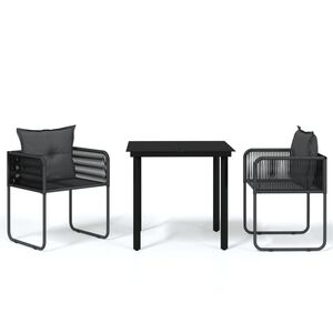 vidaXL Ensemble &agrave; manger de jardin 3 pcs Noir