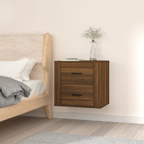 vidaXL Table de chevet murale Ch&ecirc;ne marron 50x36x47 cm