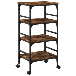 vidaXL Chariot de cuisine ch&ecirc;ne fum&eacute; 45x35x89,5 cm bois d'ing&eacute;nierie