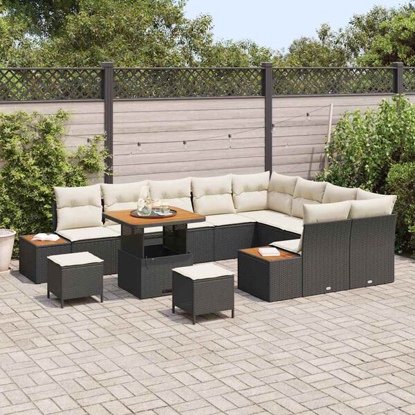 vidaXL Ensemble de canap&eacute; de jardin 12 pcs Noir polyrotin