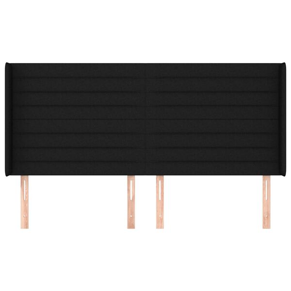 vidaXL T&ecirc;te de lit avec oreilles Noir 183x16x118/128 cm Tissu