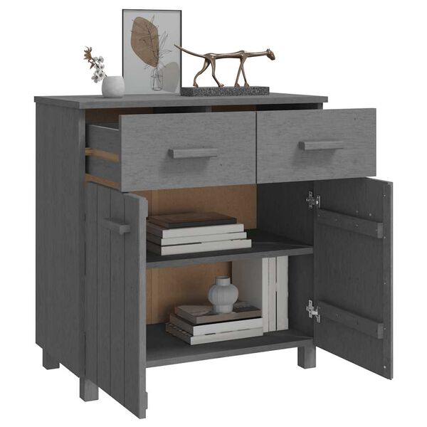 vidaXL Buffet HAMAR Gris fonc&eacute; 79x40x80 cm Bois massif de pin