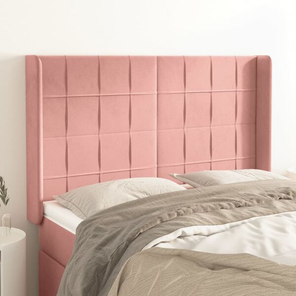 vidaXL T&ecirc;te de lit avec oreilles Rose 147x16x118/128 cm Velours