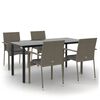 vidaXL Ensemble &agrave; manger de jardin coussins 5 pcs noir et gris