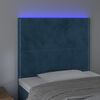 vidaXL T&ecirc;te de lit &agrave; LED Bleu fonc&eacute; 90x5x118/128 cm Velours