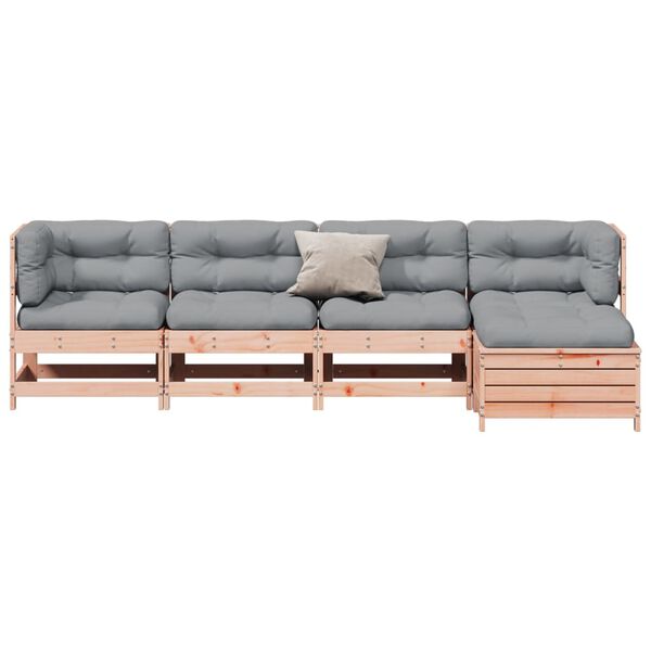 vidaXL Salon de jardin 5 pcs avec coussins bois massif douglas