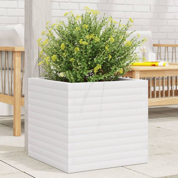 vidaXL Jardini&egrave;re blanc 50x50x46 cm bois de pin massif