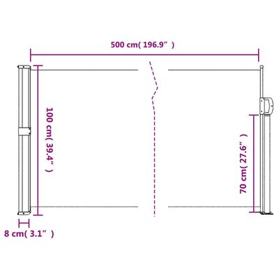 vidaXL Auvent latéral rétractable terre cuite 100x500 cm