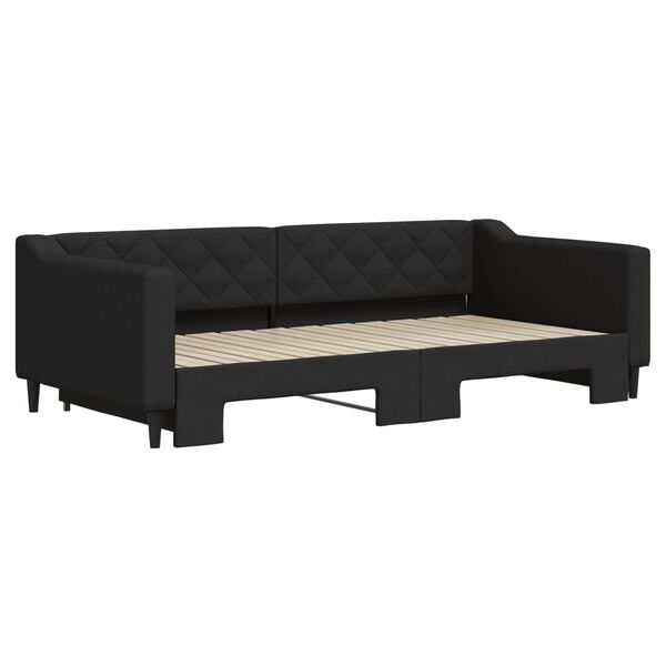 vidaXL Lit de jour avec gigogne sans matelas noir 100x200 cm