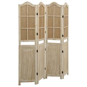 vidaXL Cloison de s&eacute;paration 4 panneaux Marron 140x165 cm Tissu