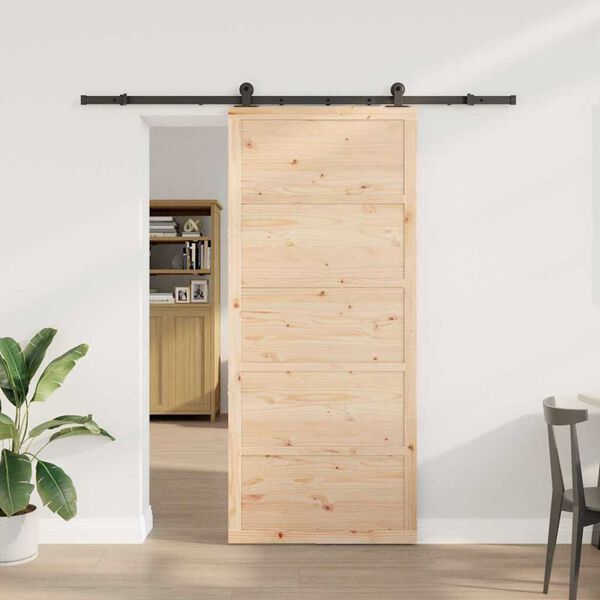 vidaXL Porte coulissante Naturel 100 x 208 cm Bois de pin massif