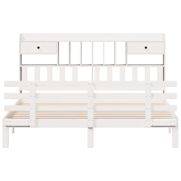 vidaXL Lit biblioth&egrave;que sans matelas blanc 180x200 cm bois pin massif