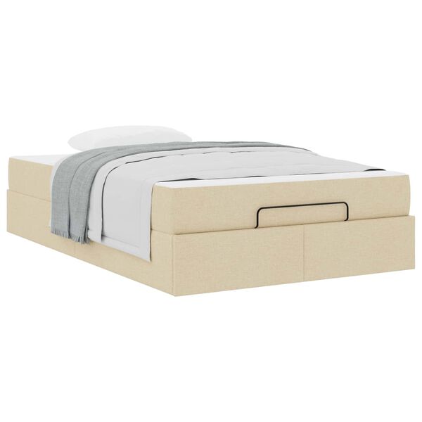 vidaXL Cadre de lit avec matelas avec matelas 2 pcs Cr&egrave;me tissu