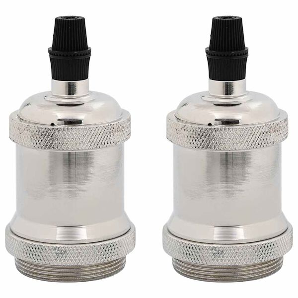 vidaXL Douilles de lampe 2 pcs nickel satin&eacute; E27