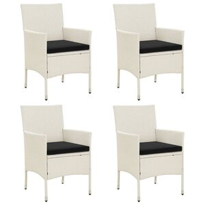 vidaXL Chaises de jardin avec coussins lot de 4 R&eacute;sine tress&eacute;e Blanc