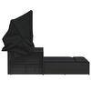 vidaXL Chaise longue double et auvent et coussins noir r&eacute;sine tress&eacute;e
