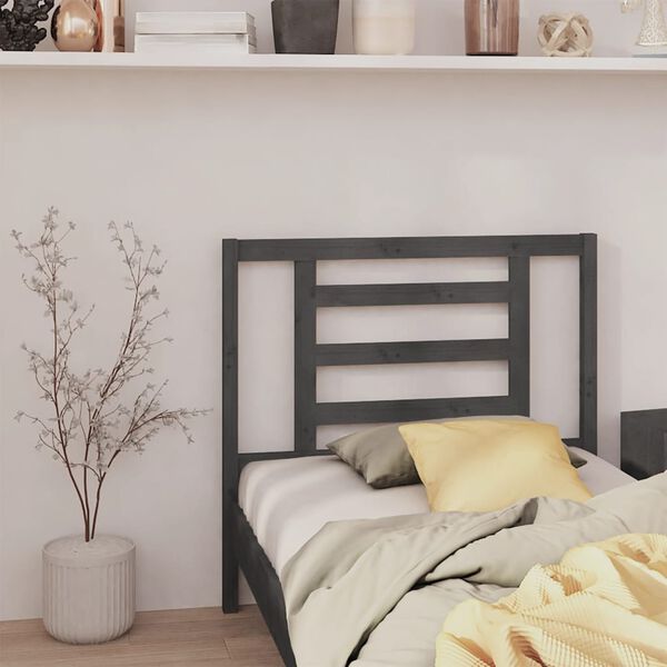 vidaXL T&ecirc;te de lit Gris 106x4x100 cm Bois massif de pin