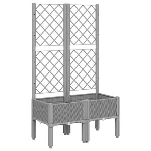 vidaXL Jardini&egrave;re avec treillis gris clair 80x40x142 cm PP