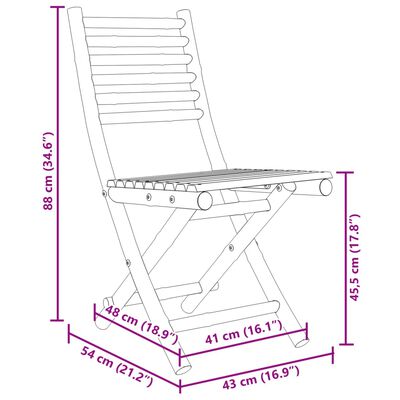 vidaXL Chaises pliables de jardin lot de 2 43x54x88 cm bambou