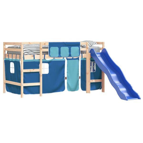 vidaXL Lit mezzanine enfants avec rideaux sans matelas bleu 80x200cm