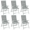 vidaXL Coussins de chaise &agrave; dossier haut lot de 6 gris clair m&eacute;lang&eacute;