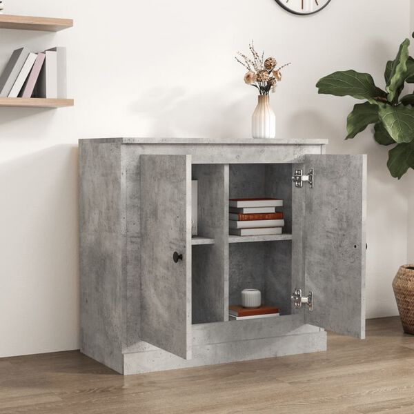 vidaXL Buffet gris b&eacute;ton 70x35,5x67,5 cm bois d'ing&eacute;nierie