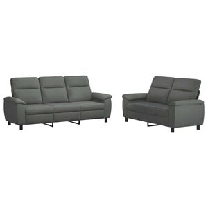 vidaXL Ensemble de Canap&eacute;s 2 pcs Gris fonc&eacute; Tissu