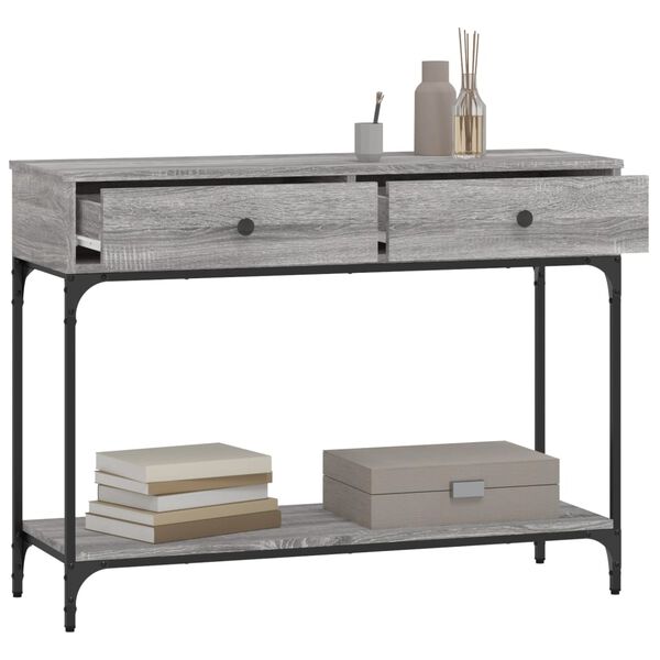vidaXL Table console sonoma gris 100x34,5x75 cm bois d'ing&eacute;nierie