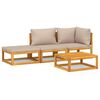 vidaXL Salon de jardin 4 pcs avec coussins taupe bois massif