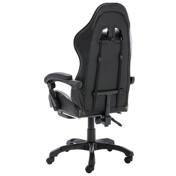vidaXL Fauteuil de jeux vidéo repose-pied Noir/camouflage Similicuir