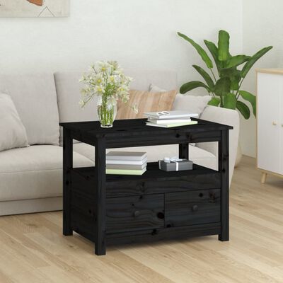 vidaXL Table basse Noir 71x49x55 cm Bois massif de pin