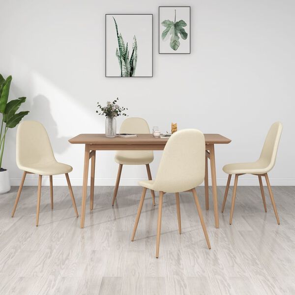vidaXL Chaises à manger lot de 4 crème tissu