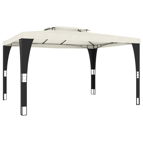 vidaXL Tonnelle &agrave; double toit cr&egrave;me 3,98x2,98 m acier