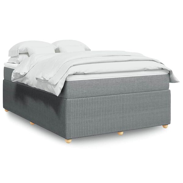 vidaXL Sommier &agrave; lattes de lit avec matelas Gris clair 140x190cm Tissu