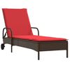 vidaXL Chaise longue &agrave; roulettes avec coussin en rotin synth&eacute;tique marron