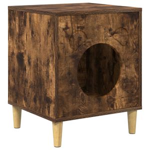 vidaXL Maison pour chat Ch&ecirc;ne fum&eacute; 42,5 x 40 x 53 cm Bois d'ing&eacute;nierie