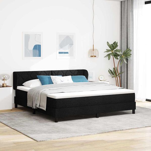 vidaXL Lit &agrave; ressorts avec matelas Noir 180 x 200 cm tissu